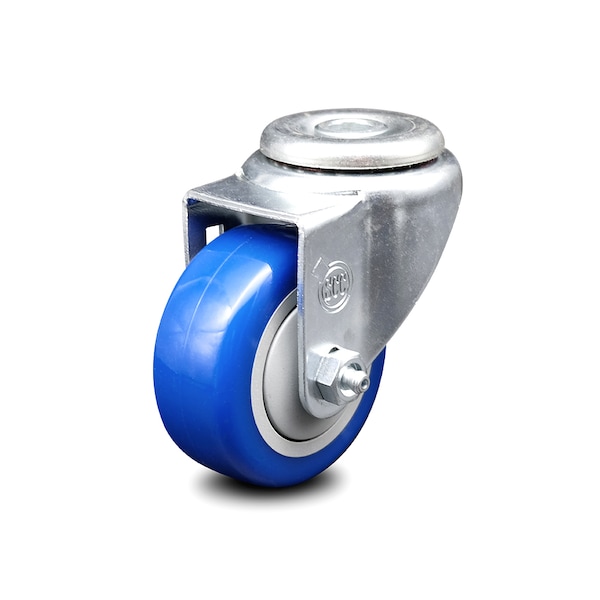 3 Inch Blue Polyurethane Wheel Swivel Bolt Hole Caster
